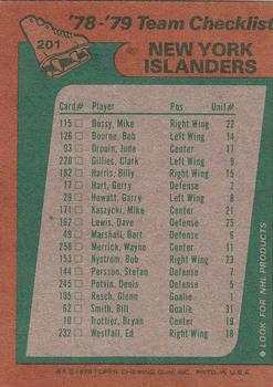 1978-79 Topps #201 New York Islanders Team Back