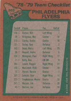 1978-79 Topps #203 Philadelphia Flyers Team Back