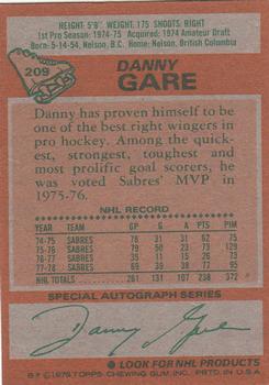 1978-79 Topps #209 Danny Gare Back