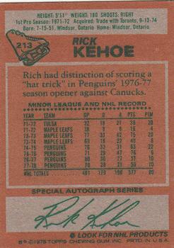 1978-79 Topps #213 Rick Kehoe Back