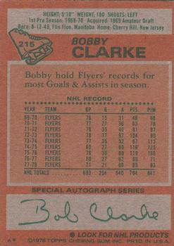 1978-79 Topps #215 Bobby Clarke Back