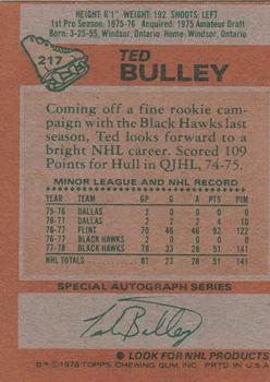 1978-79 Topps #217 Ted Bulley Back