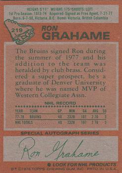 1978-79 Topps #219 Ron Grahame Back