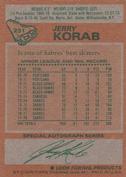 1978-79 Topps #231 Jerry Korab Back