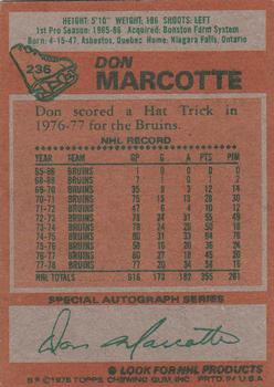 1978-79 Topps #236 Don Marcotte Back