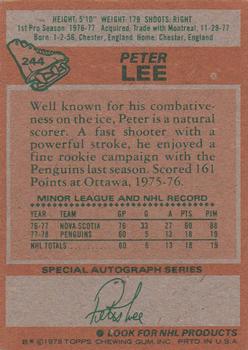 1978-79 Topps #244 Peter Lee Back