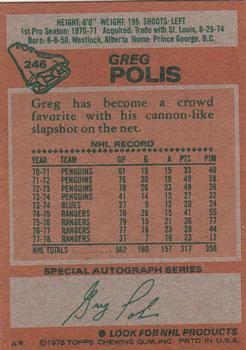 1978-79 Topps #246 Greg Polis Back