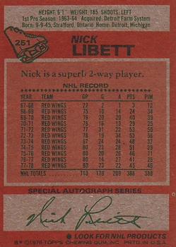 1978-79 Topps #251 Nick Libett Back
