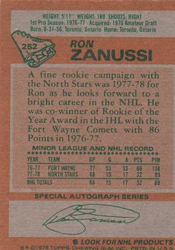 1978-79 Topps #252 Ron Zanussi Back