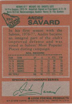1978-79 Topps #253 Andre Savard Back