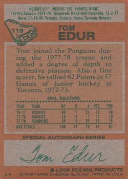 1978-79 Topps #119 Tom Edur Back