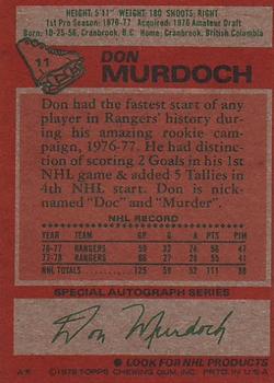 1978-79 Topps #11 Don Murdoch Back