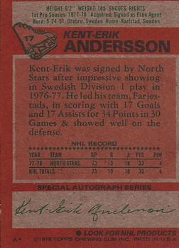 1978-79 Topps #17 Kent-Erik Andersson Back