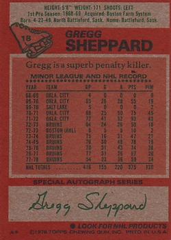 1978-79 Topps #18 Gregg Sheppard Back