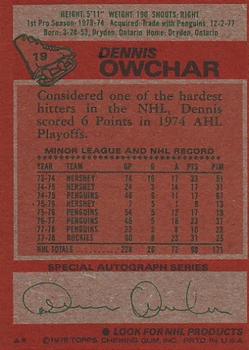 1978-79 Topps #19 Dennis Owchar Back