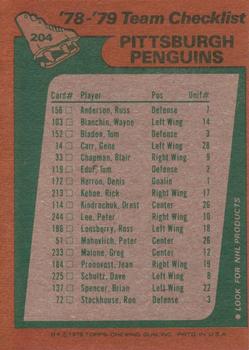 1978-79 Topps #204 Pittsburgh Penguins Team Back
