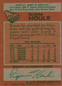 1978-79 Topps #227 Rejean Houle Back