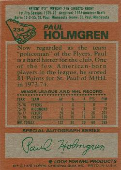 1978-79 Topps #234 Paul Holmgren Back