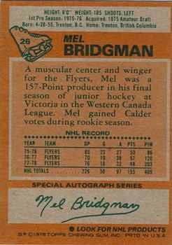 1978-79 Topps #26 Mel Bridgman Back