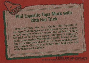 1978-79 Topps #2 Phil Esposito Back
