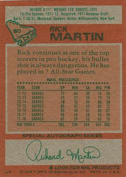 1978-79 Topps #80 Rick Martin Back