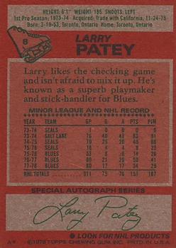1978-79 Topps #8 Larry Patey Back