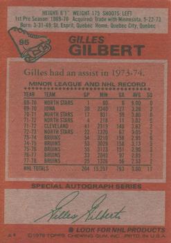1978-79 Topps #95 Gilles Gilbert Back