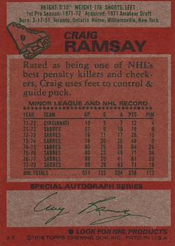 1978-79 Topps #9 Craig Ramsay Back