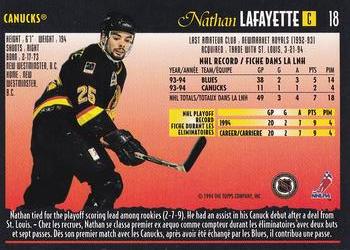 1994-95 O-Pee-Chee Premier - Special Effects #18 Nathan Lafayette Back