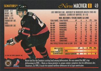 1994-95 O-Pee-Chee Premier - Special Effects #49 Norm Maciver Back