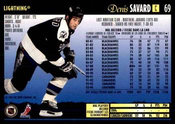 1994-95 O-Pee-Chee Premier - Special Effects #69 Denis Savard Back