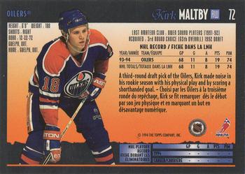 1994-95 O-Pee-Chee Premier - Special Effects #72 Kirk Maltby Back