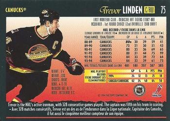 1994-95 O-Pee-Chee Premier - Special Effects #75 Trevor Linden Back