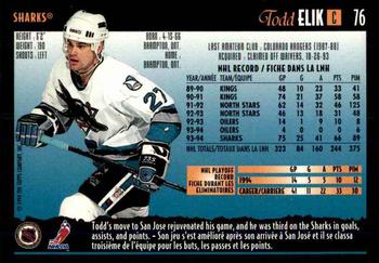 1994-95 O-Pee-Chee Premier - Special Effects #76 Todd Elik Back