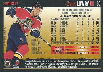 1994-95 O-Pee-Chee Premier - Special Effects #89 Dave Lowry Back