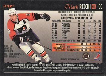 1994-95 O-Pee-Chee Premier - Special Effects #90 Mark Recchi Back