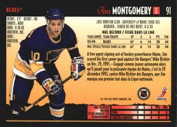 1994-95 O-Pee-Chee Premier - Special Effects #91 Jim Montgomery Back