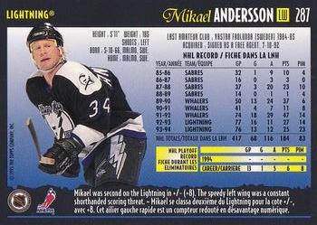 1994-95 O-Pee-Chee Premier - Special Effects #287 Mikael Andersson Back