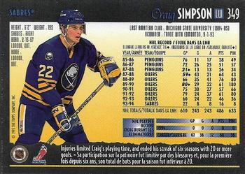 1994-95 O-Pee-Chee Premier - Special Effects #349 Craig Simpson Back