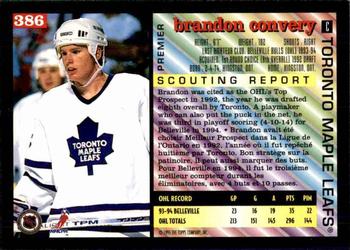 1994-95 O-Pee-Chee Premier - Special Effects #386 Brandon Convery Back