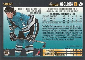 1994-95 O-Pee-Chee Premier - Special Effects #430 Sandis Ozolinsh Back