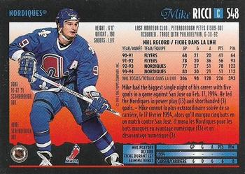 1994-95 O-Pee-Chee Premier - Special Effects #548 Mike Ricci Back