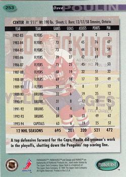 1994-95 Parkhurst - Parkie Gold #253 Dave Poulin Back