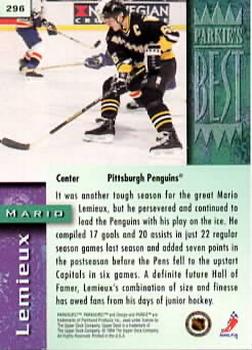 1994-95 Parkhurst - Parkie Gold #296 Mario Lemieux Back