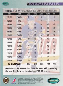 1994-95 Parkhurst SE #SE152 Al MacInnis Back