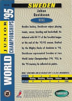 1994-95 Parkhurst SE - Parkie Gold #SE236 Johan Davidsson Back