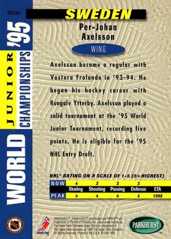 1994-95 Parkhurst SE - Parkie Gold #SE240 P.J. Axelsson Back