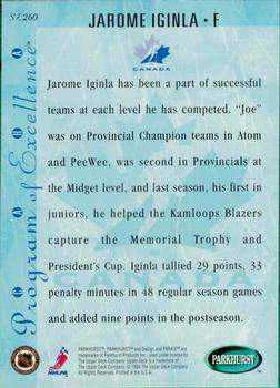1994-95 Parkhurst SE - Parkie Gold #SE260 Jarome Iginla Back