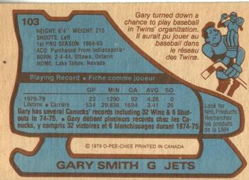 1979-80 O-Pee-Chee #103 Gary Smith Back