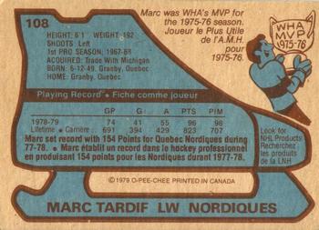 1979-80 O-Pee-Chee #108 Marc Tardif Back